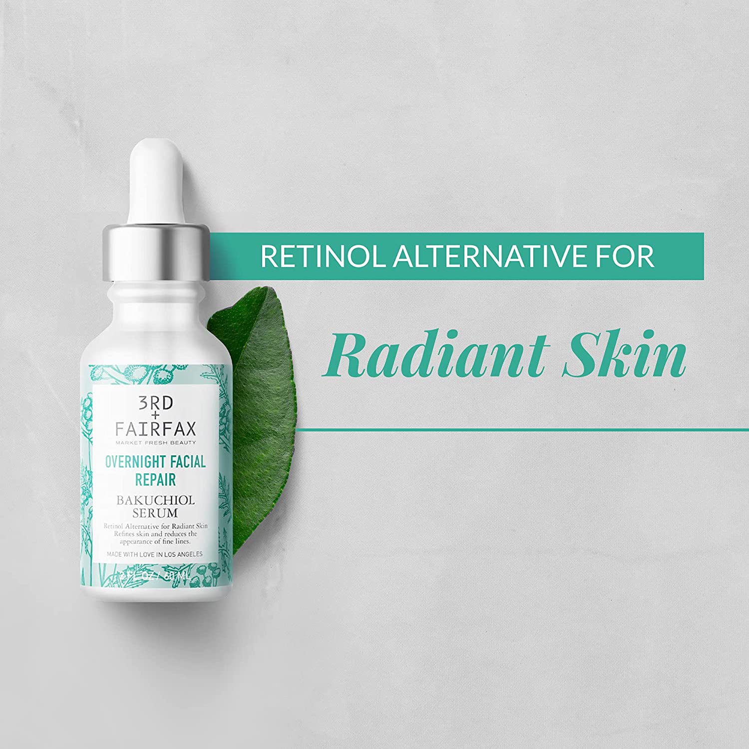 Bakuchiol Overnight Facial Repair Serum by 3rd + Fairfax Beauty, 2oz by  Los Angeles Brands - Image 5