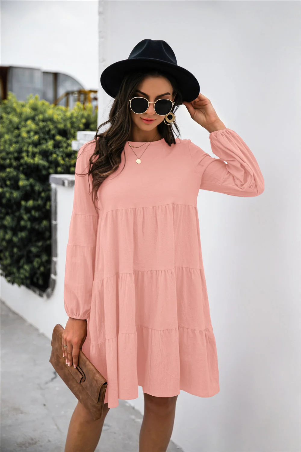 Balloon Sleeve Keyhole Tiered Dress - Image 15