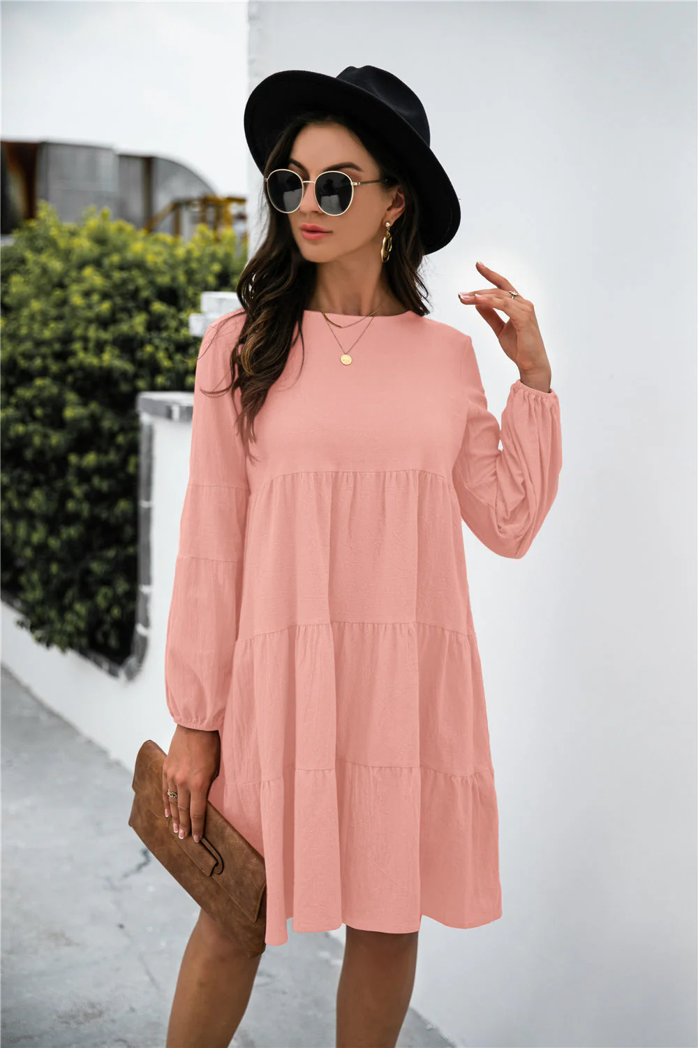 Balloon Sleeve Keyhole Tiered Dress - Image 16