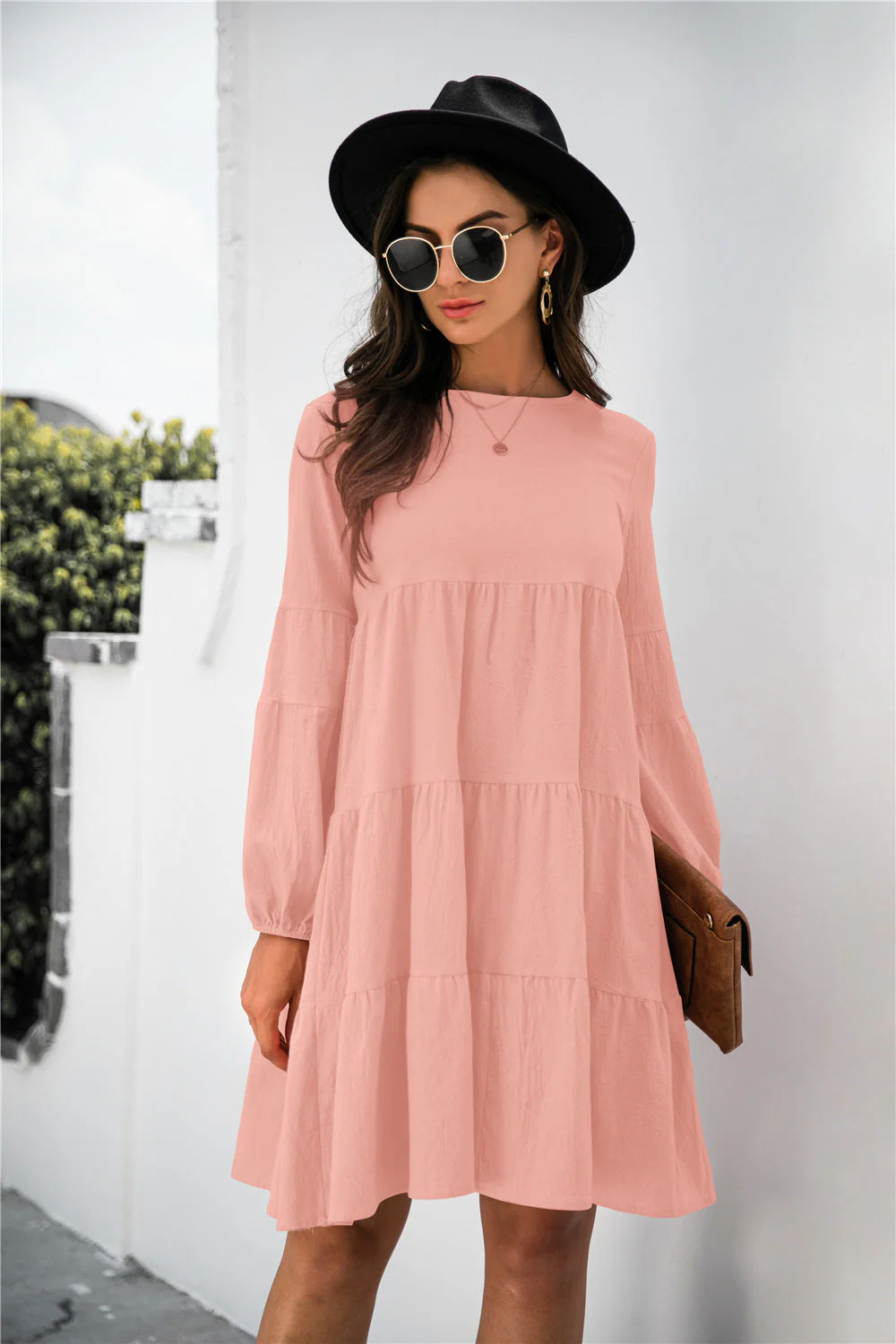 Balloon Sleeve Keyhole Tiered Dress - Image 18