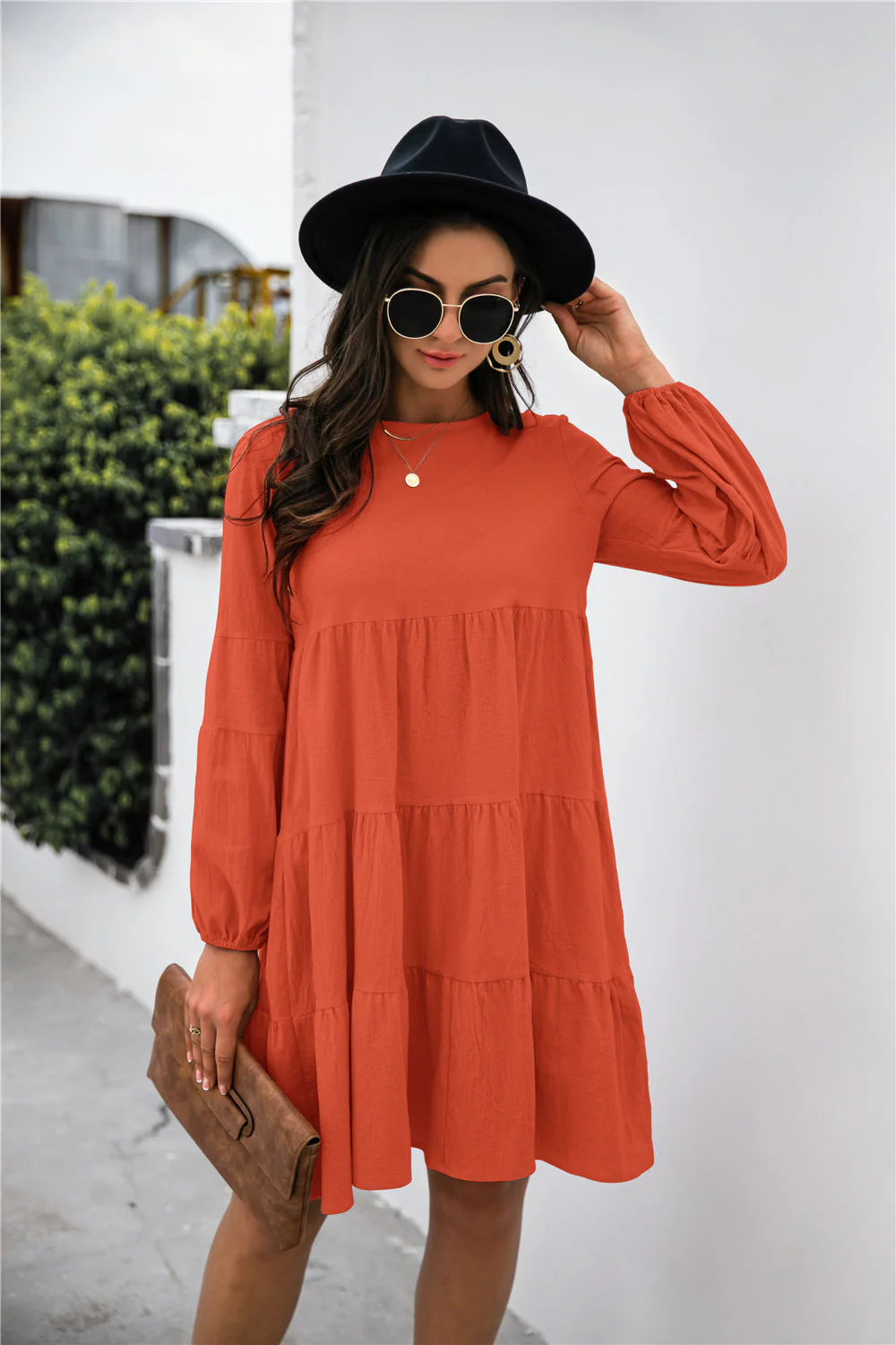 Balloon Sleeve Keyhole Tiered Dress - Image 6