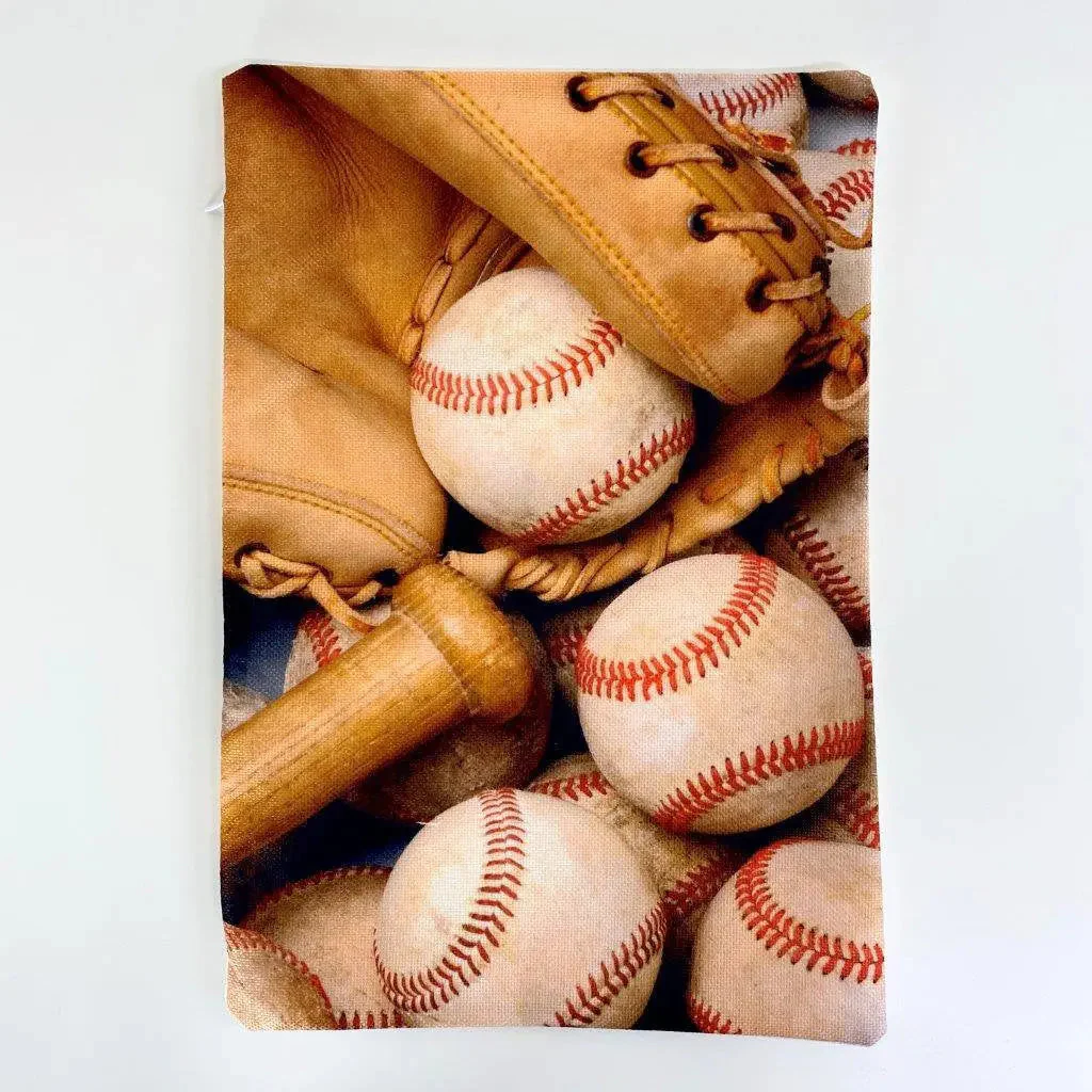 Baseball Bat | 12x 18 | Baseball Glove | Baseballs | Old Baseballs | Sports | Sports Fabric | Sports Fans | Baseball Gifts | Teen Room Decor by UniikPillows - Image 2