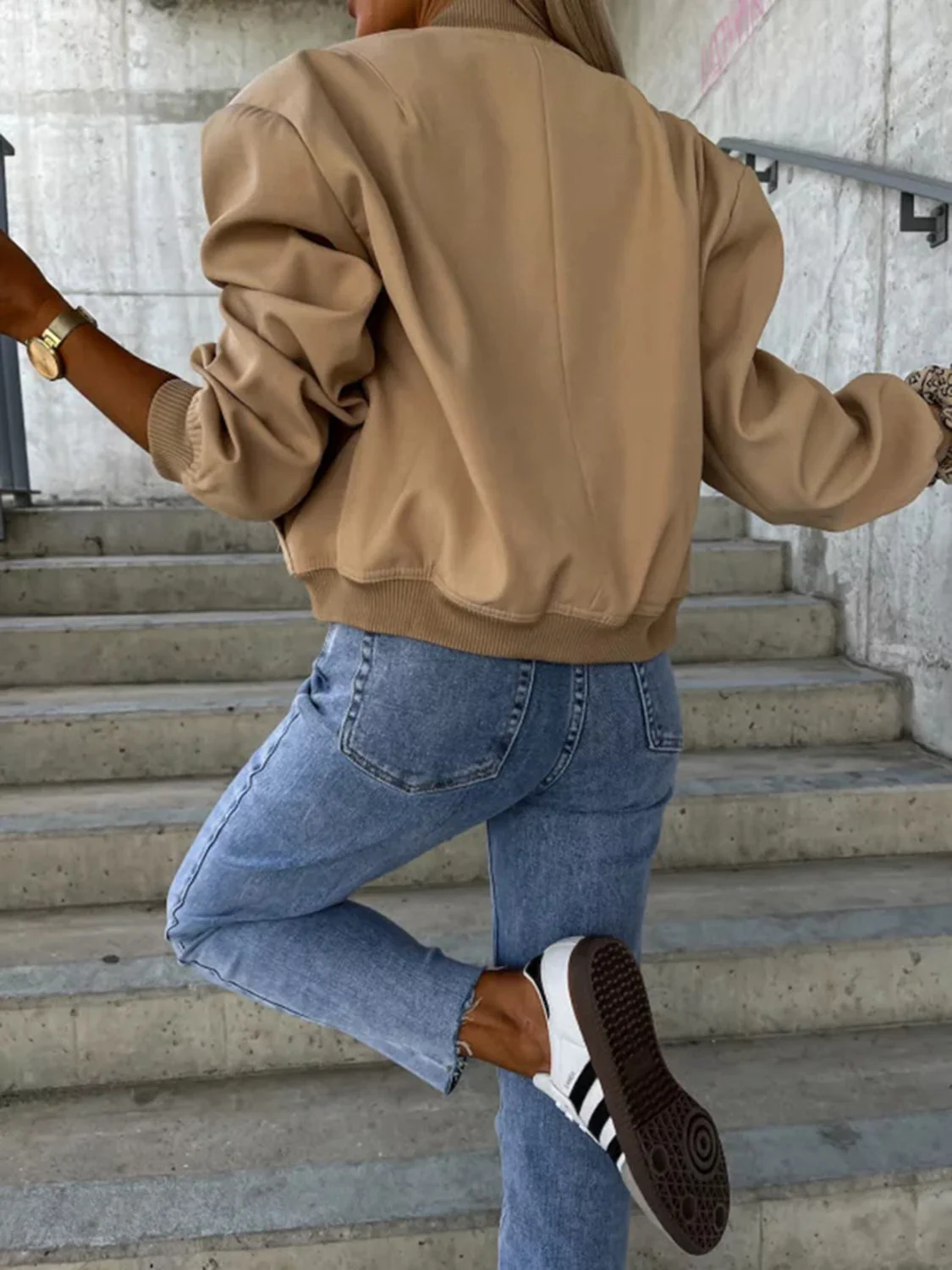 Baseball Collar Dropped Shoulder Jacket - Image 16