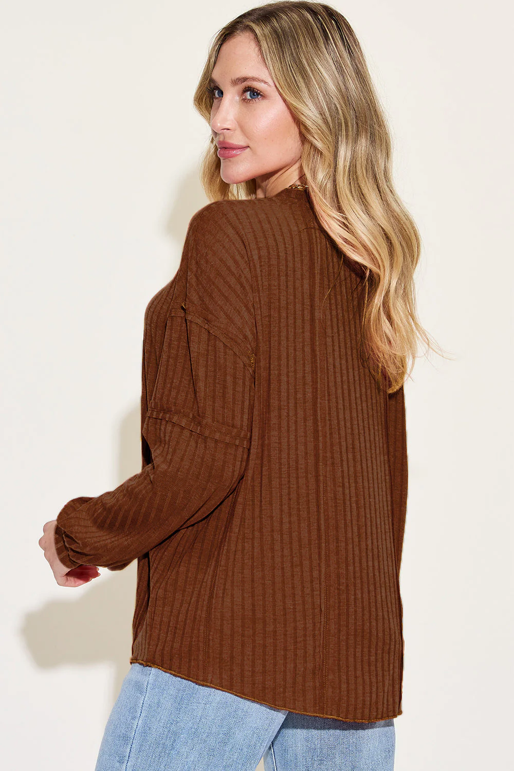 Basic Bae Full Size Ribbed Round Neck Long Sleeve T-Shirt - Image 3