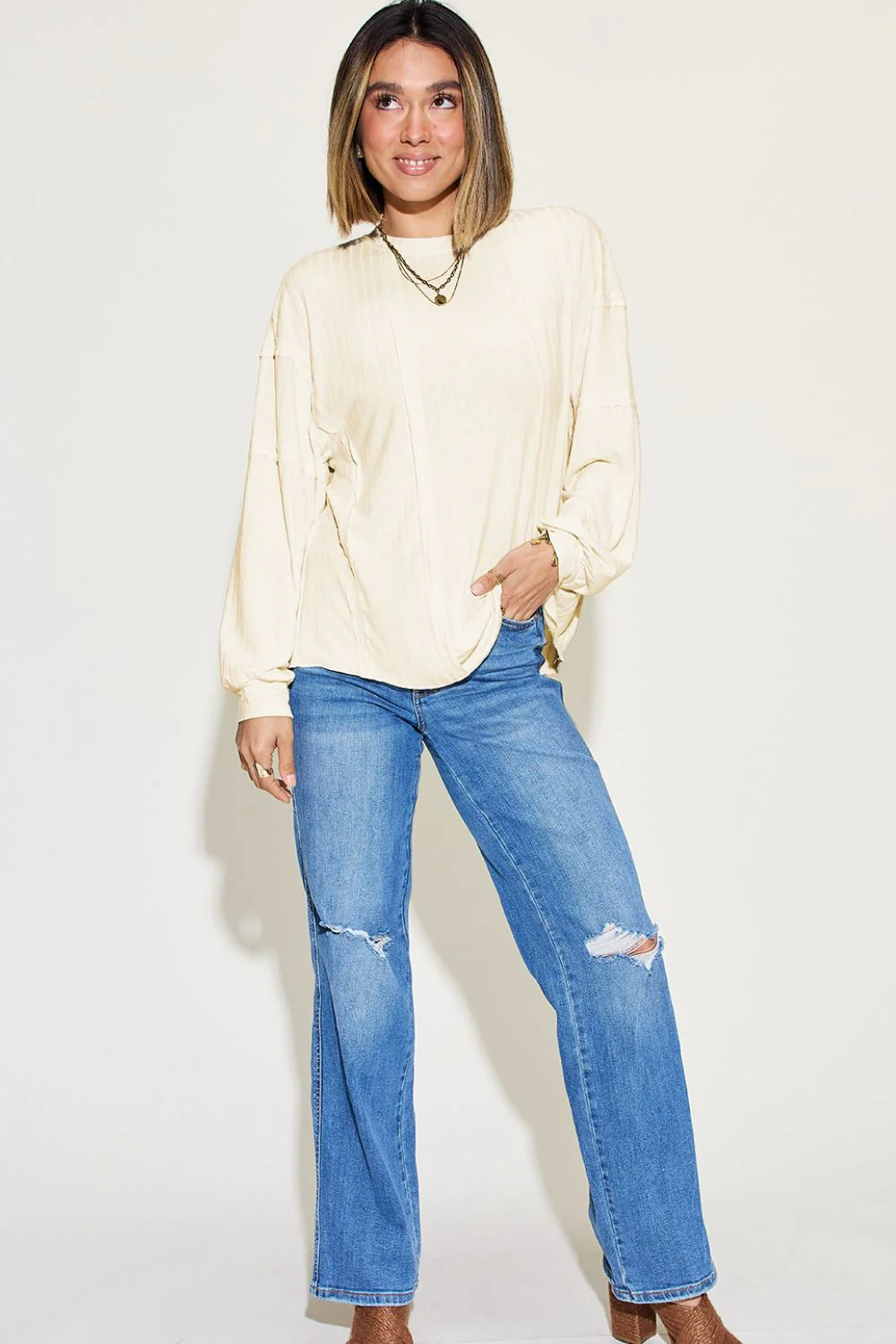 Basic Bae Full Size Ribbed Round Neck Long Sleeve T-Shirt - Image 33