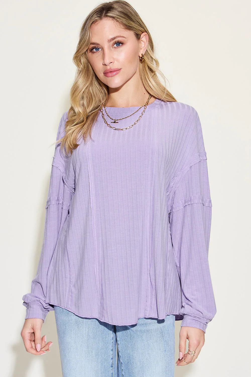 Basic Bae Full Size Ribbed Round Neck Long Sleeve T-Shirt - Image 4