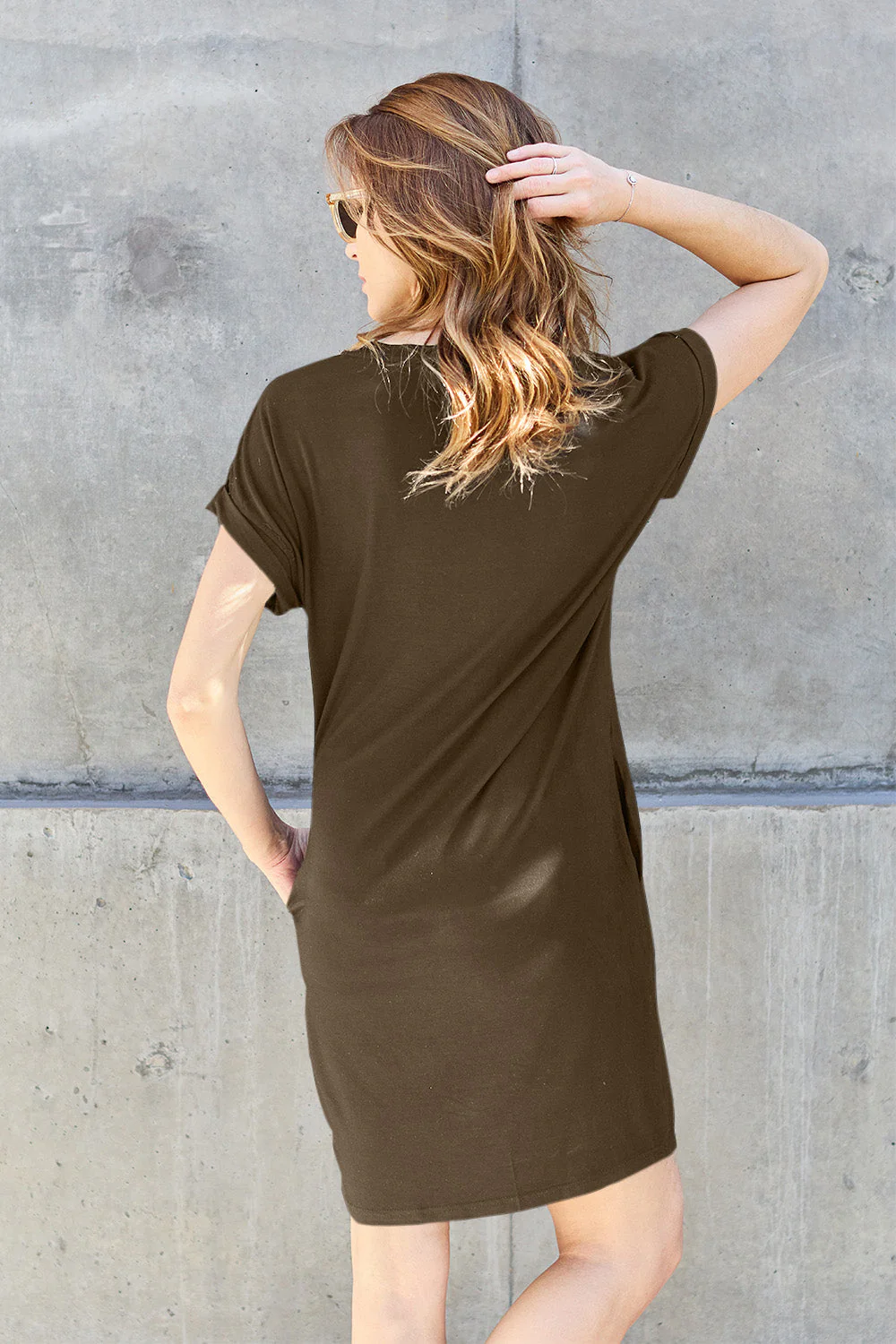 Basic Bae Full Size Round Neck Short Sleeve Dress with Pockets - Image 2