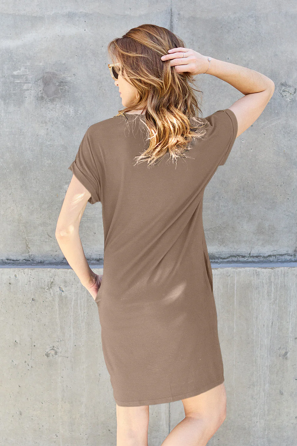 Basic Bae Full Size Round Neck Short Sleeve Dress with Pockets - Image 23