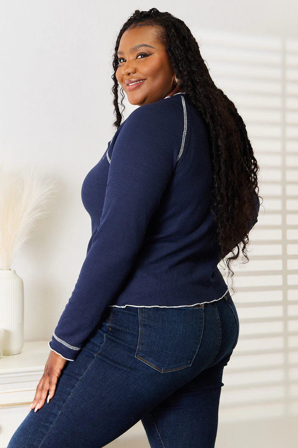 Basic Bae Long Raglan Sleeve Round Neck Top - Image 2