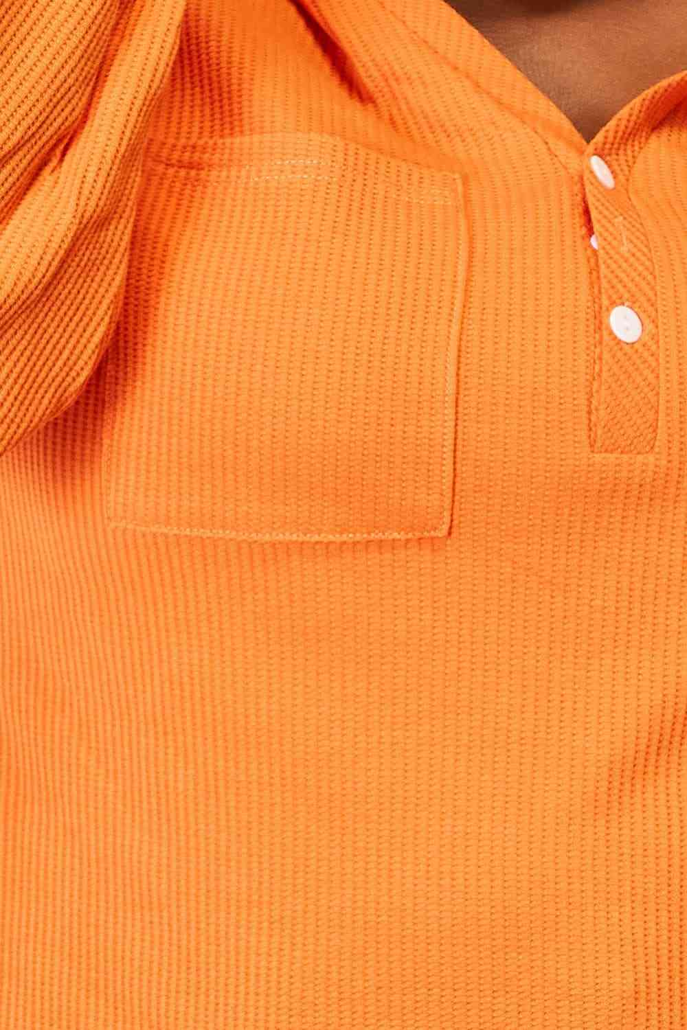 Basic Bae Side Slit Buttoned Waffle Knit Hoodie - Image 6