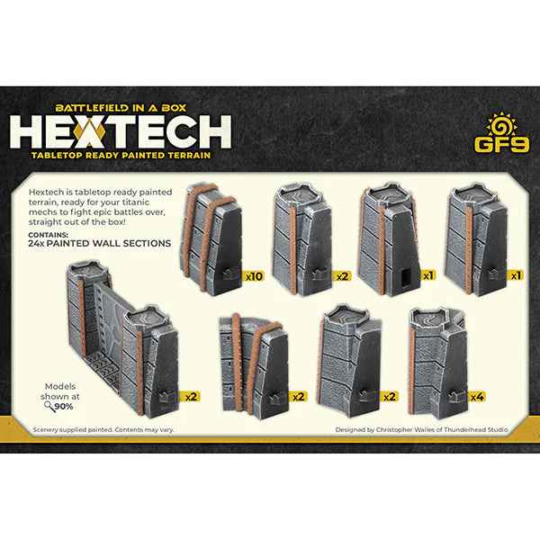 Battlefield in a Box: HexTech - Trinity City - Fortress Walls (Grey) - Image 2