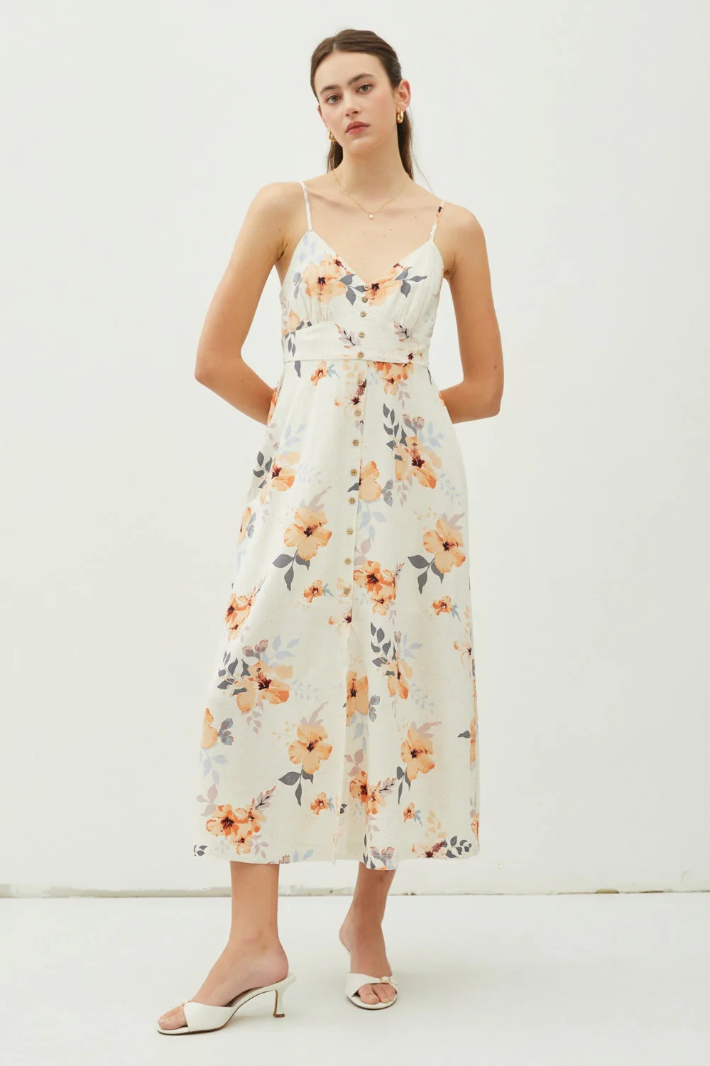 Be Cool Floral Button Down Cami Midi Dress - Image 4