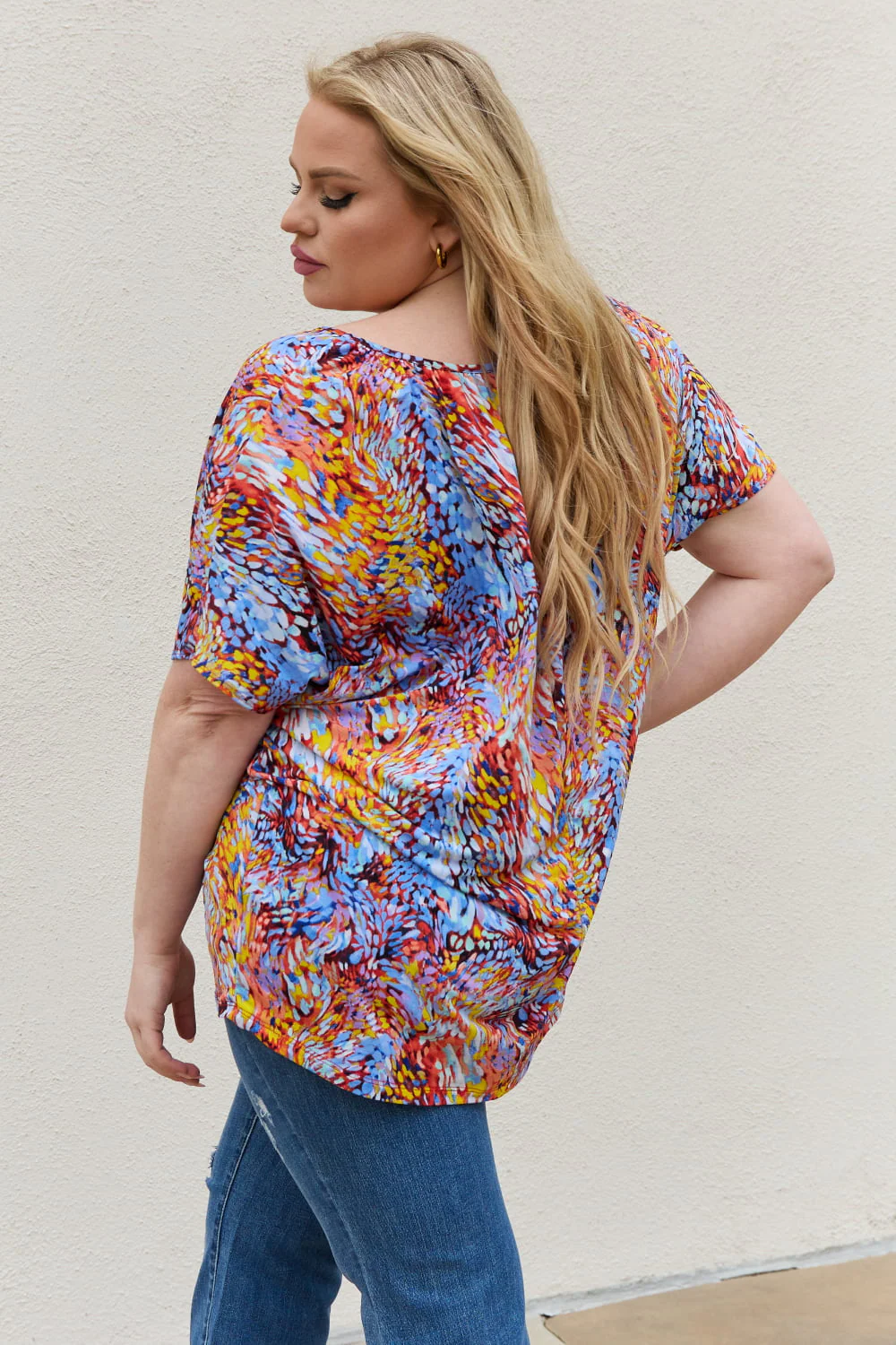 Be Stage Full Size Printed Dolman Flowy Top - Image 11