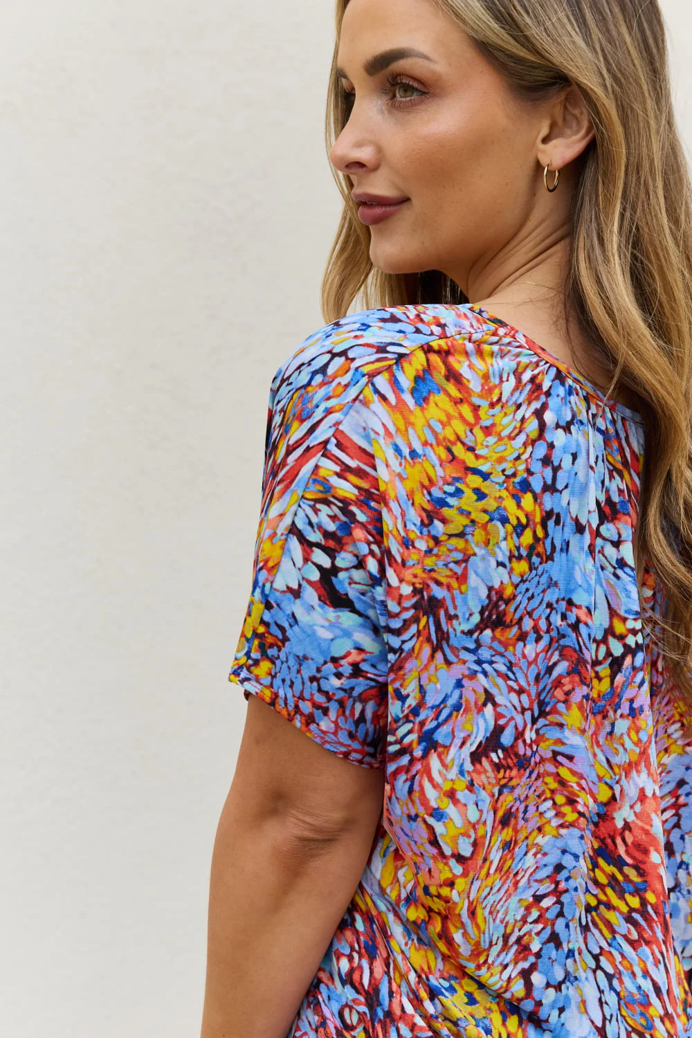 Be Stage Full Size Printed Dolman Flowy Top - Image 6