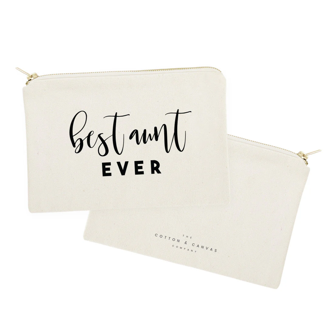 Best Aunt Ever Cotton Canvas Cosmetic Bag by The Cotton & Canvas Co. - Image 2
