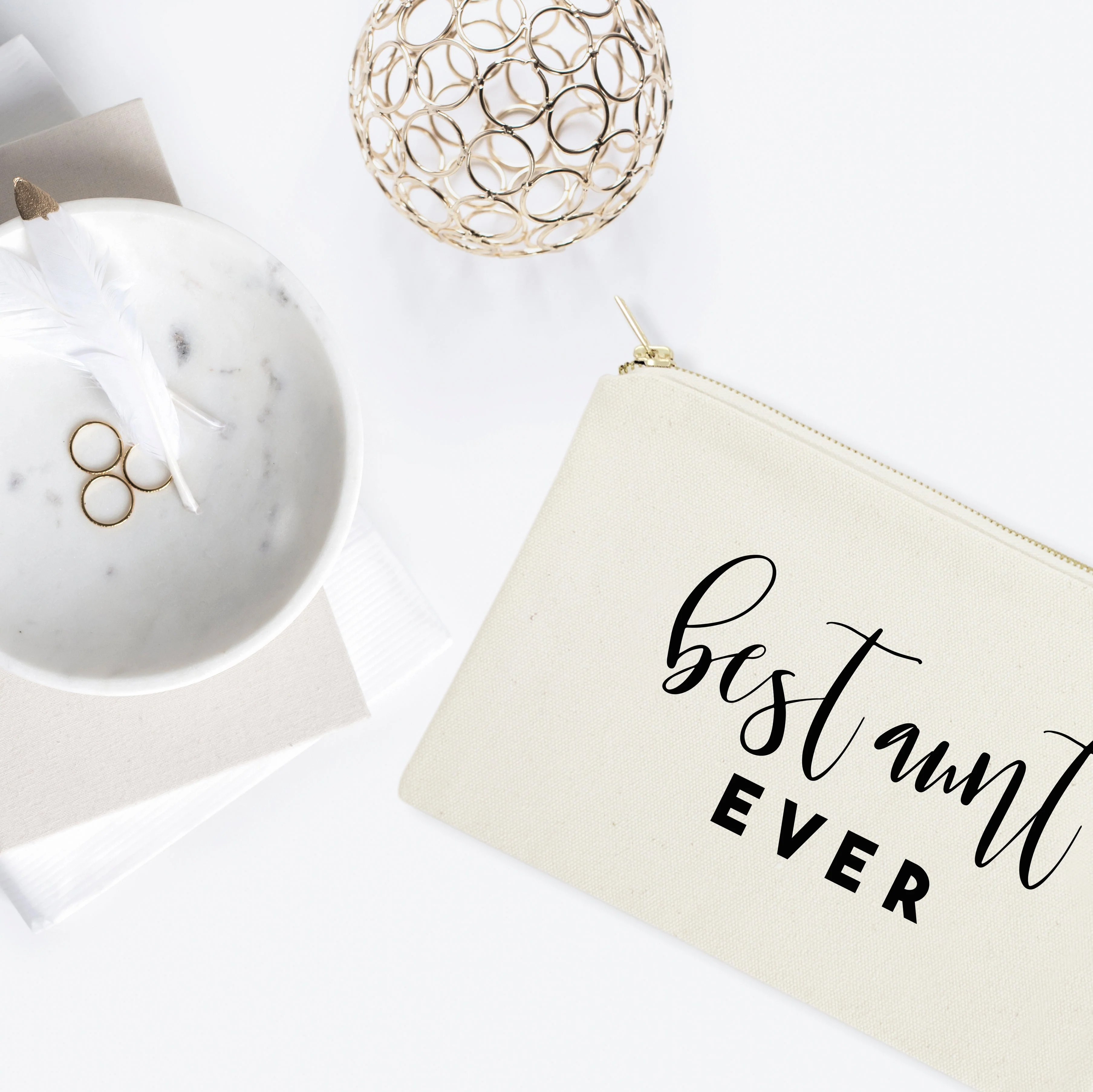 Best Aunt Ever Cotton Canvas Cosmetic Bag by The Cotton & Canvas Co. - Image 3