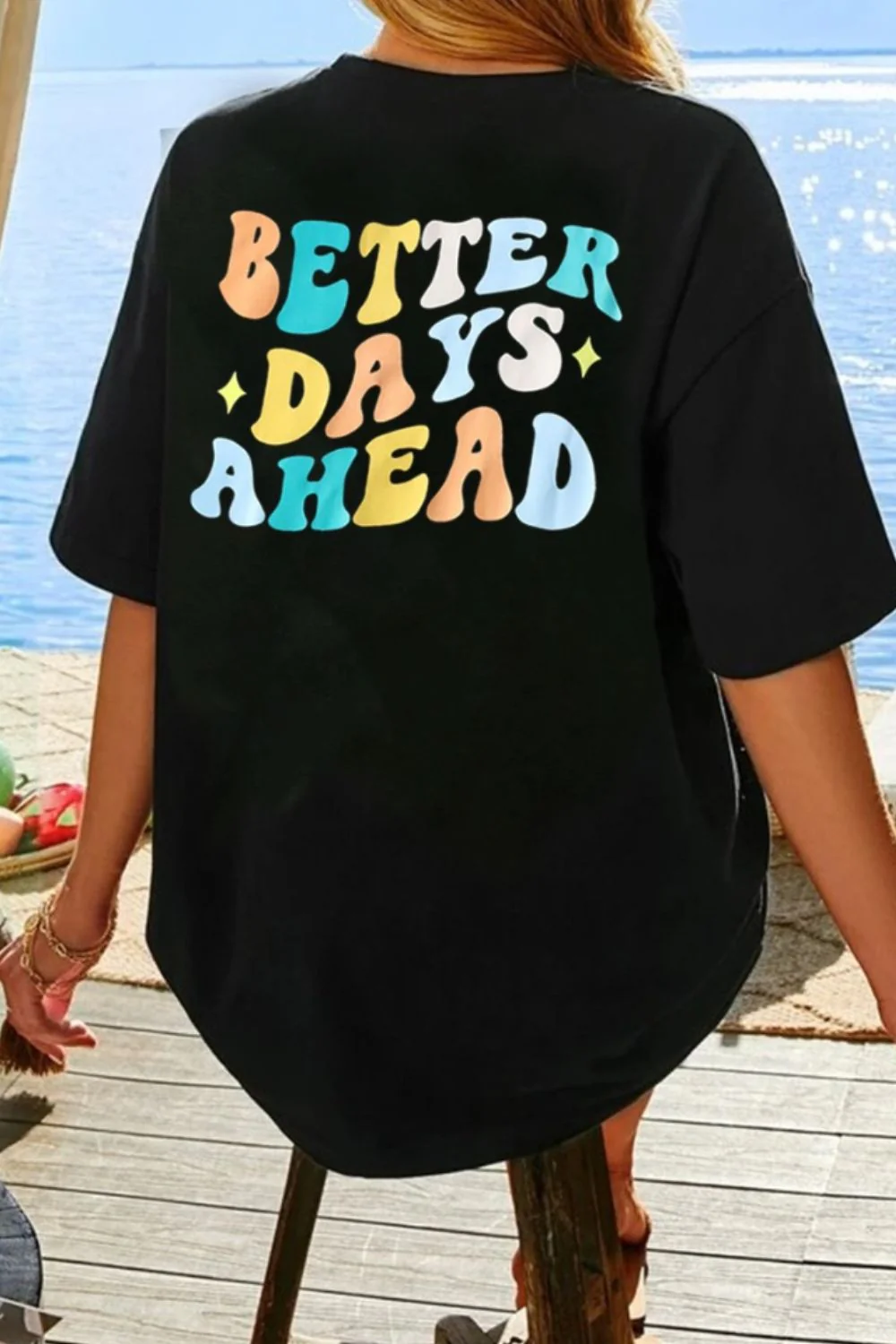 BETTER DAYS AHEAD Round Neck T-Shirt - Image 3