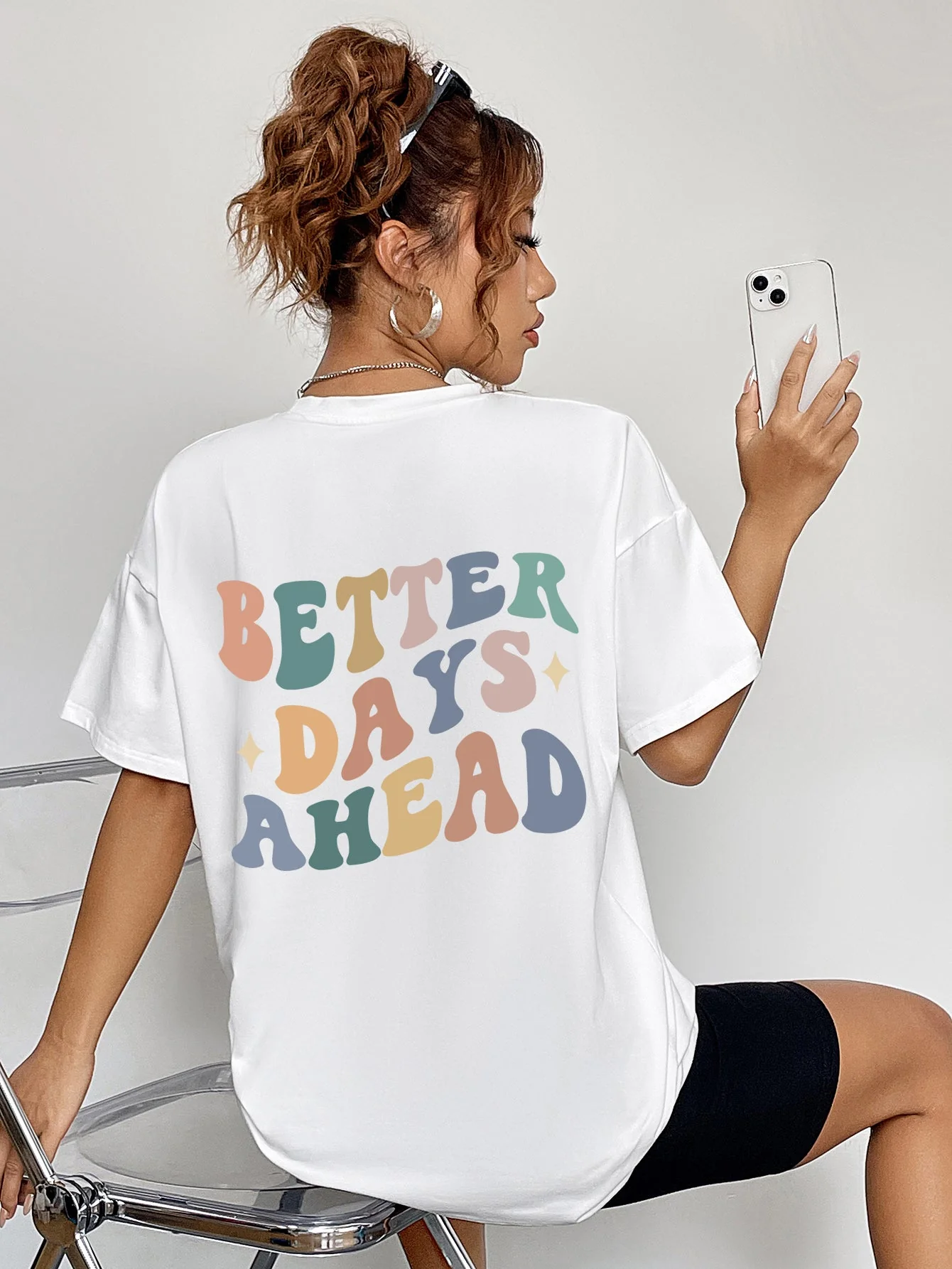 BETTER DAYS AHEAD Round Neck T-Shirt - Image 5