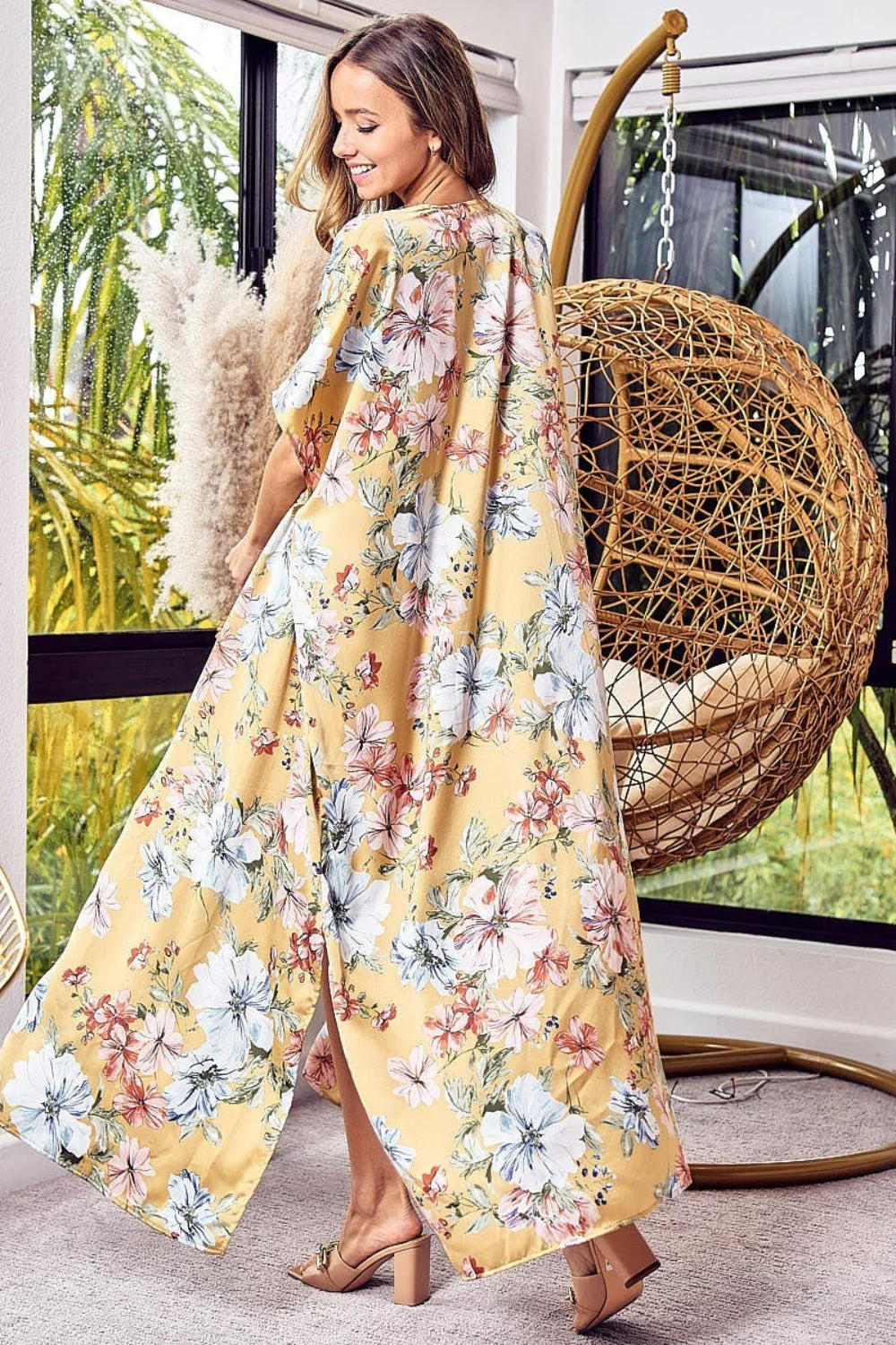 BiBi Floral Side Slit Longline Cardigan - Image 2
