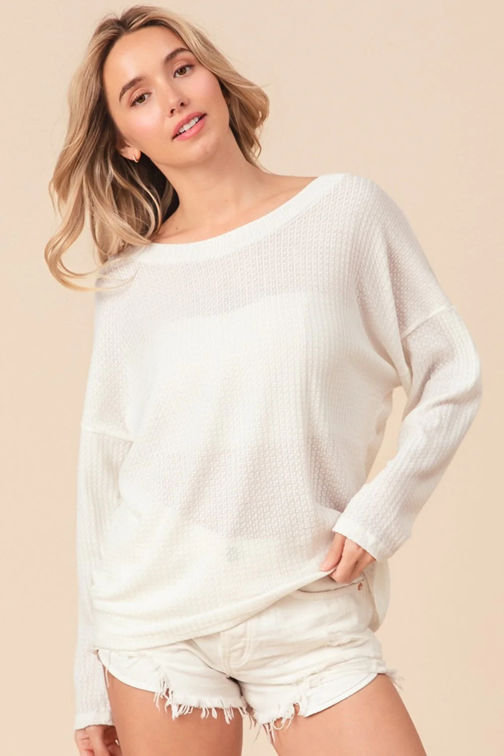 BiBi Waffled Backless Drawstring T-Shirt - Image 4