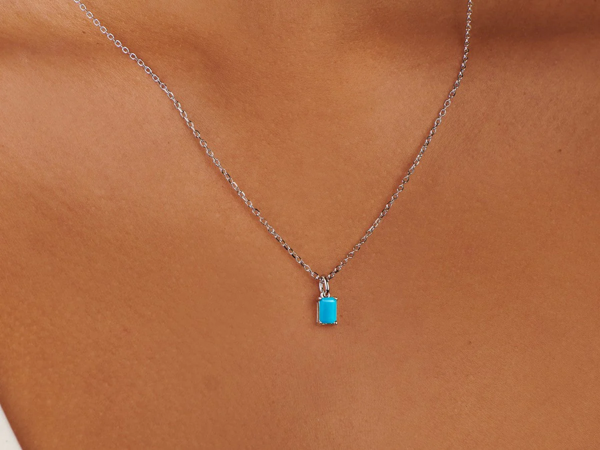 Birthstone Turquoise Silver Necklace - December by Little Sky Stone - Image 2