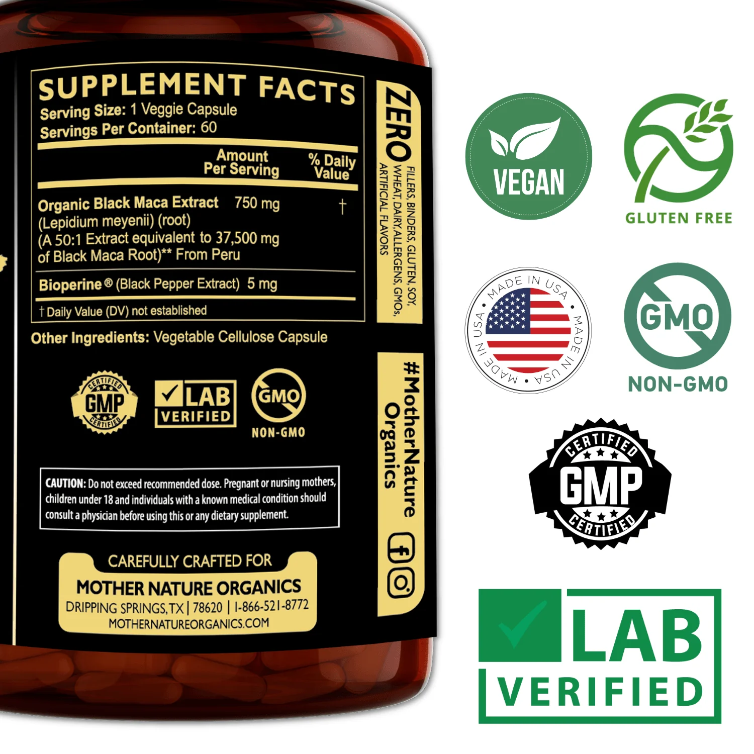 Black Maca Capsules 37,500 mg by Mother Nature Organics - Image 4