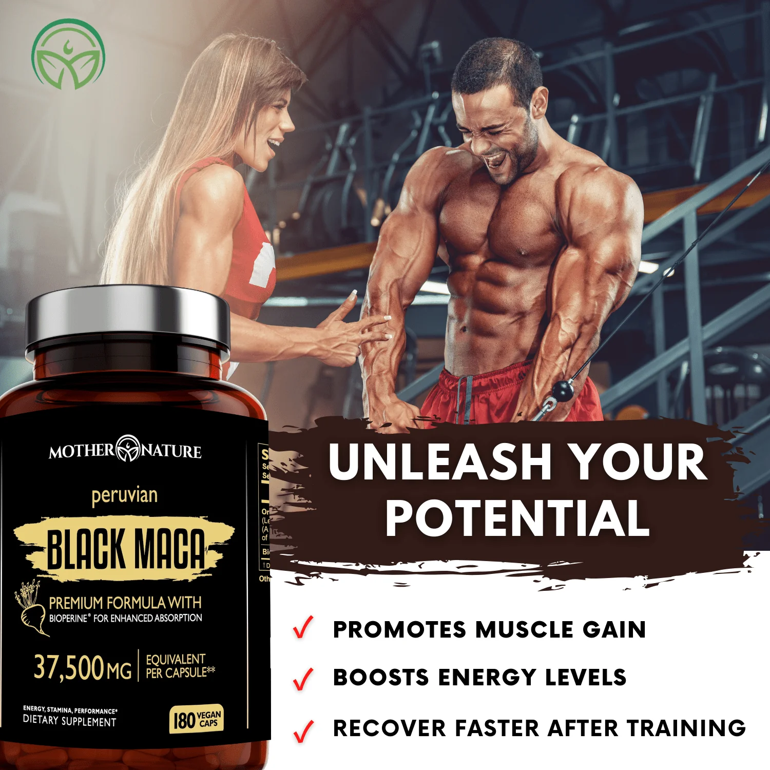 Black Maca Capsules 37,500 mg by Mother Nature Organics - Image 7