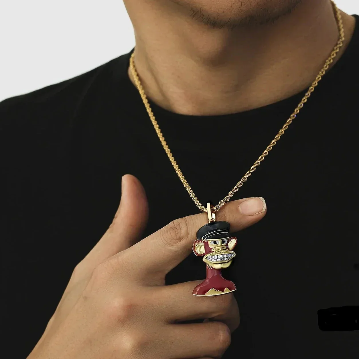 Bling Proud X Bored Ape NFT Pendant with Platinum Teeth by Bling Proud | Urban Jewelry Online Store - Image 4