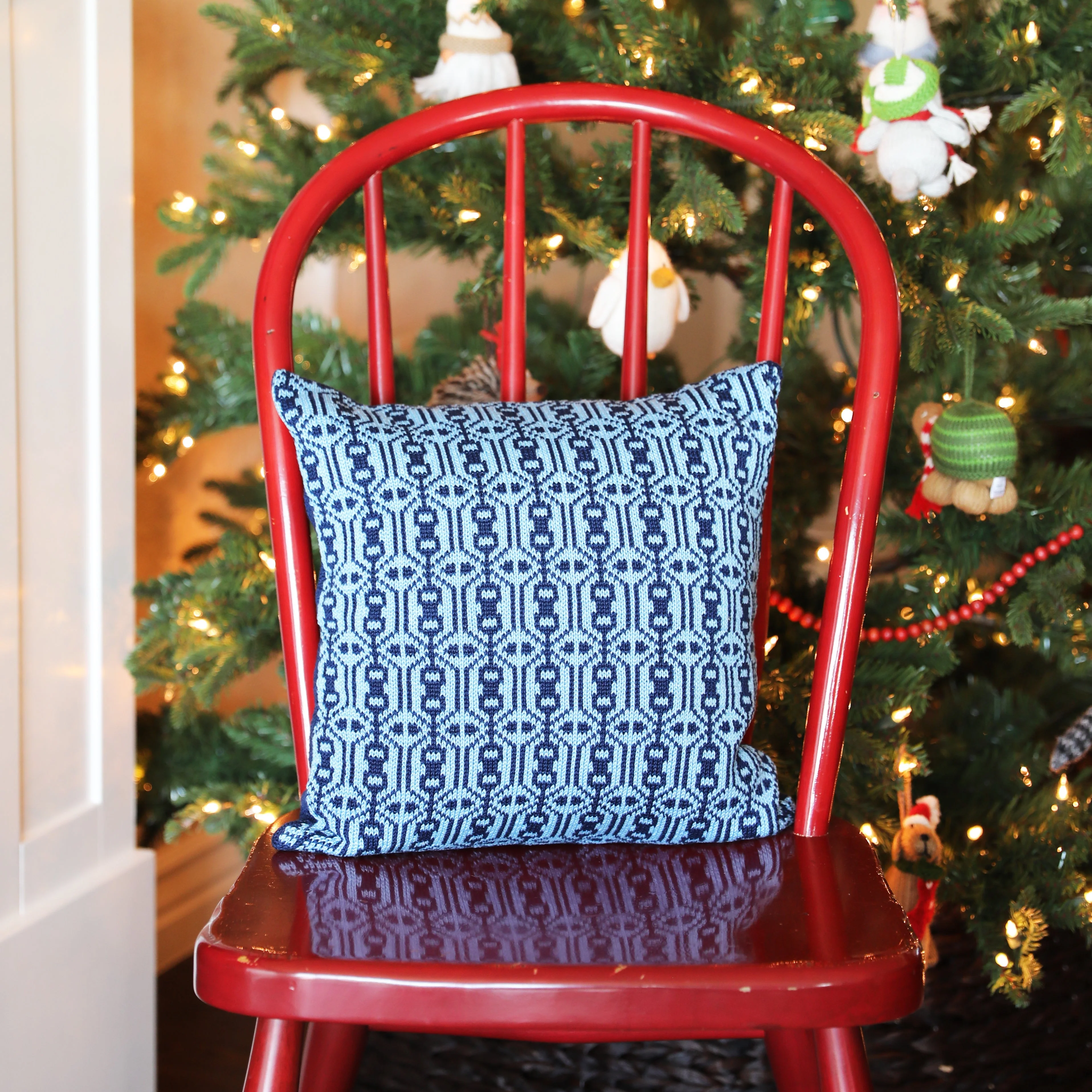 Blue Nordic Pattern Pillow, 14" by Melange Collection - Image 2
