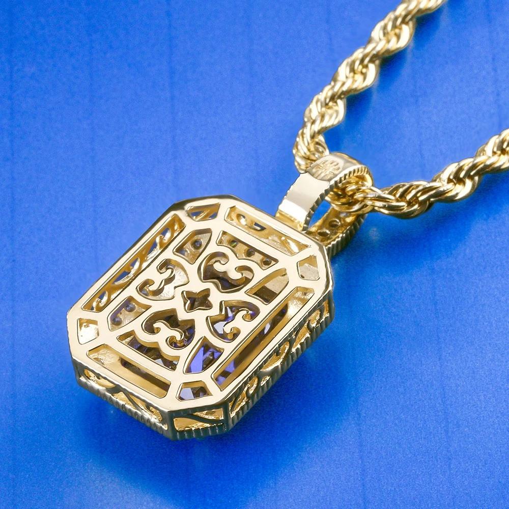Blue Sapphire Gemstone Pendant 14K Gold Plated by Bling Proud | Urban Jewelry Online Store - Image 6