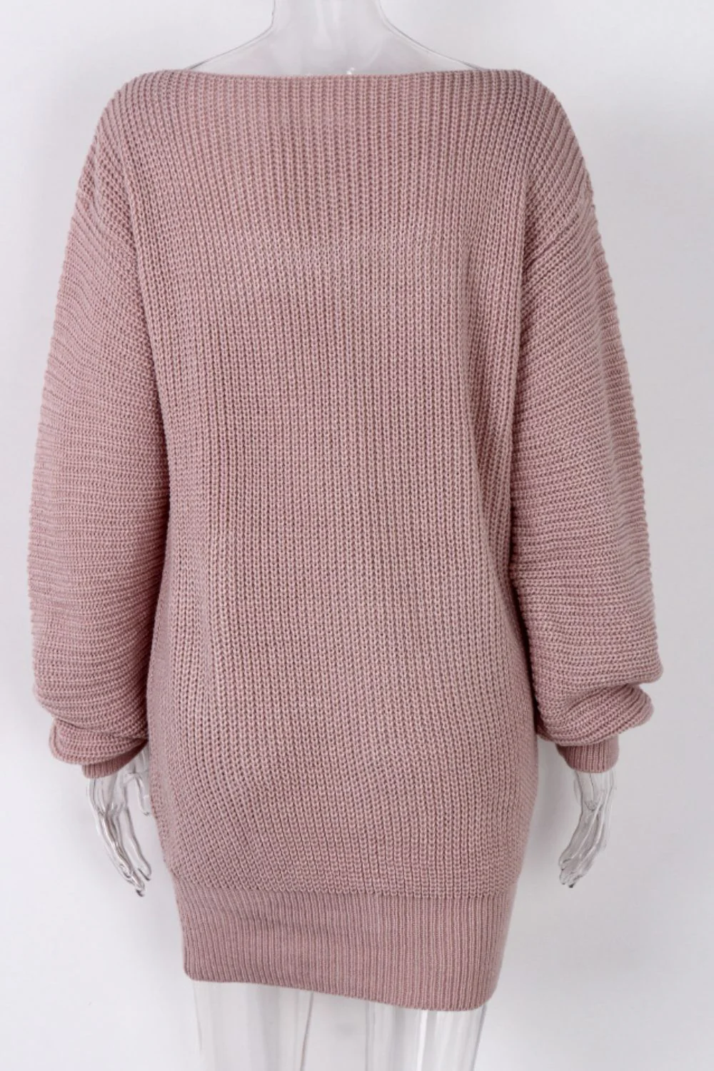 Boat Neck Long Sleeve Mini Sweater Dress - Image 5