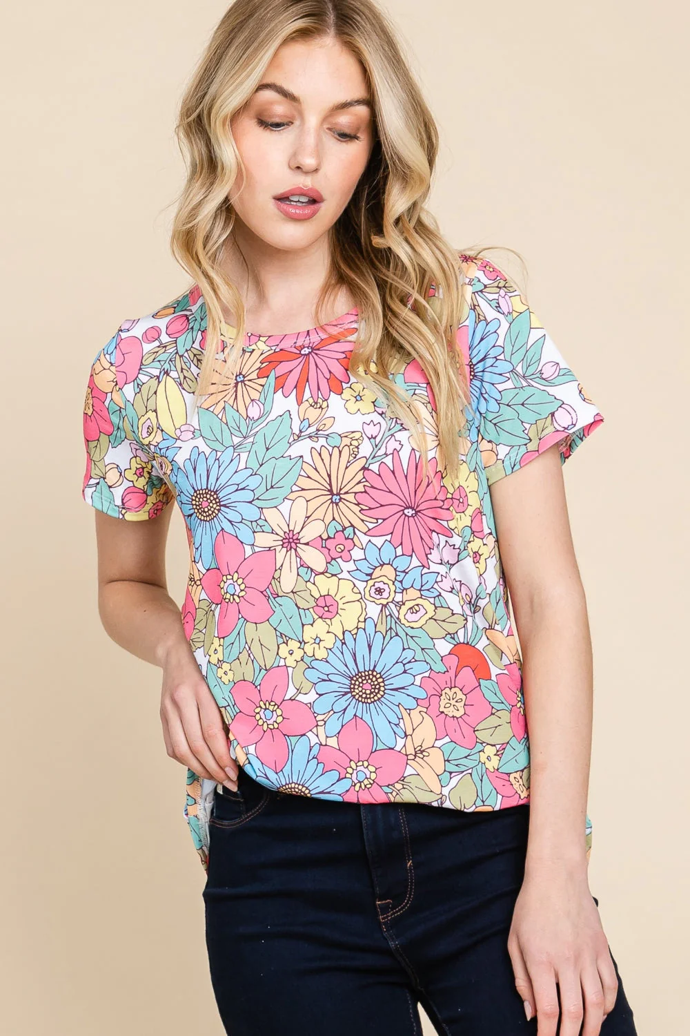 BOMBOM Floral Short Sleeve T-Shirt - Image 4