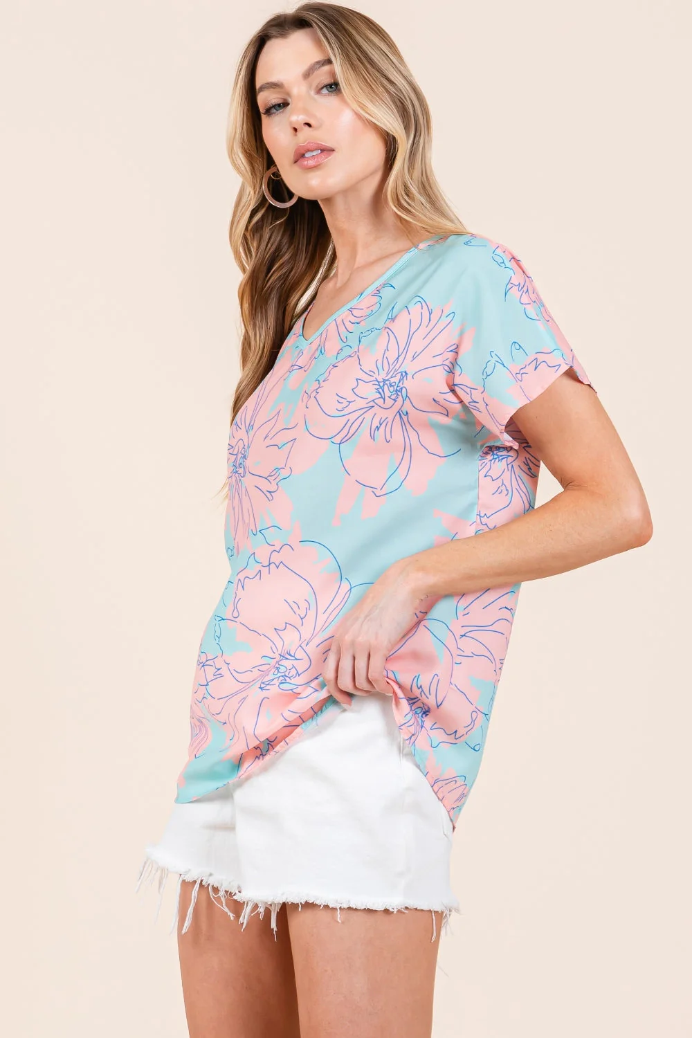 BOMBOM Floral Short Sleeve T-Shirt - Image 3