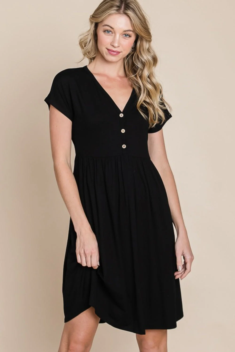 BOMBOM V-Neck Short Sleeve Dress - Image 3