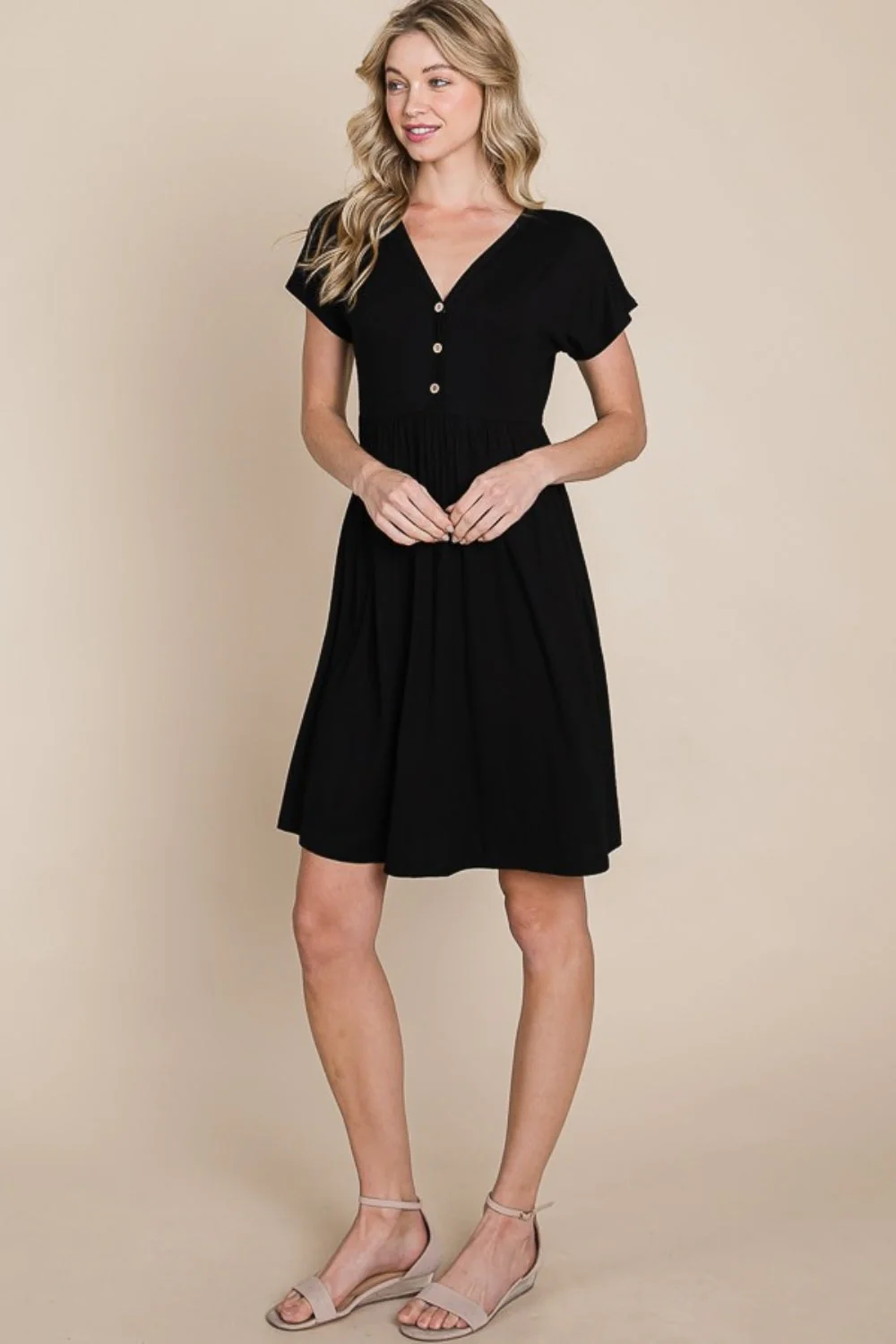 BOMBOM V-Neck Short Sleeve Dress - Image 4