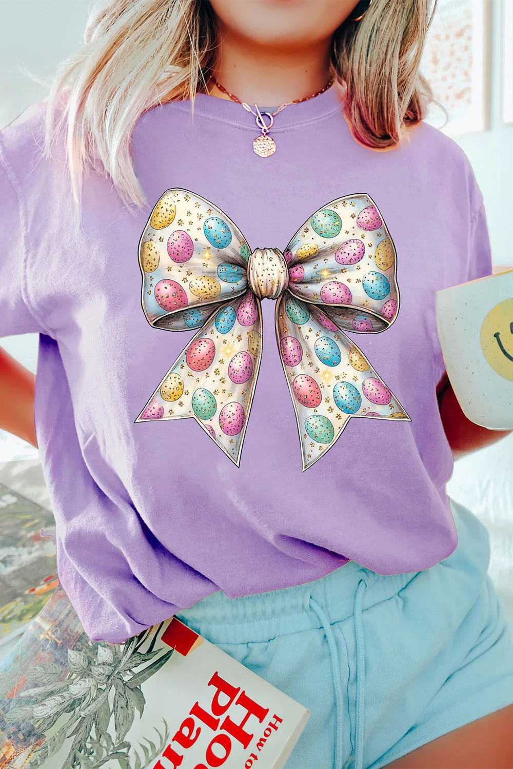 Bow Graphic Round Neck Short Sleeve T-Shirt - Image 5