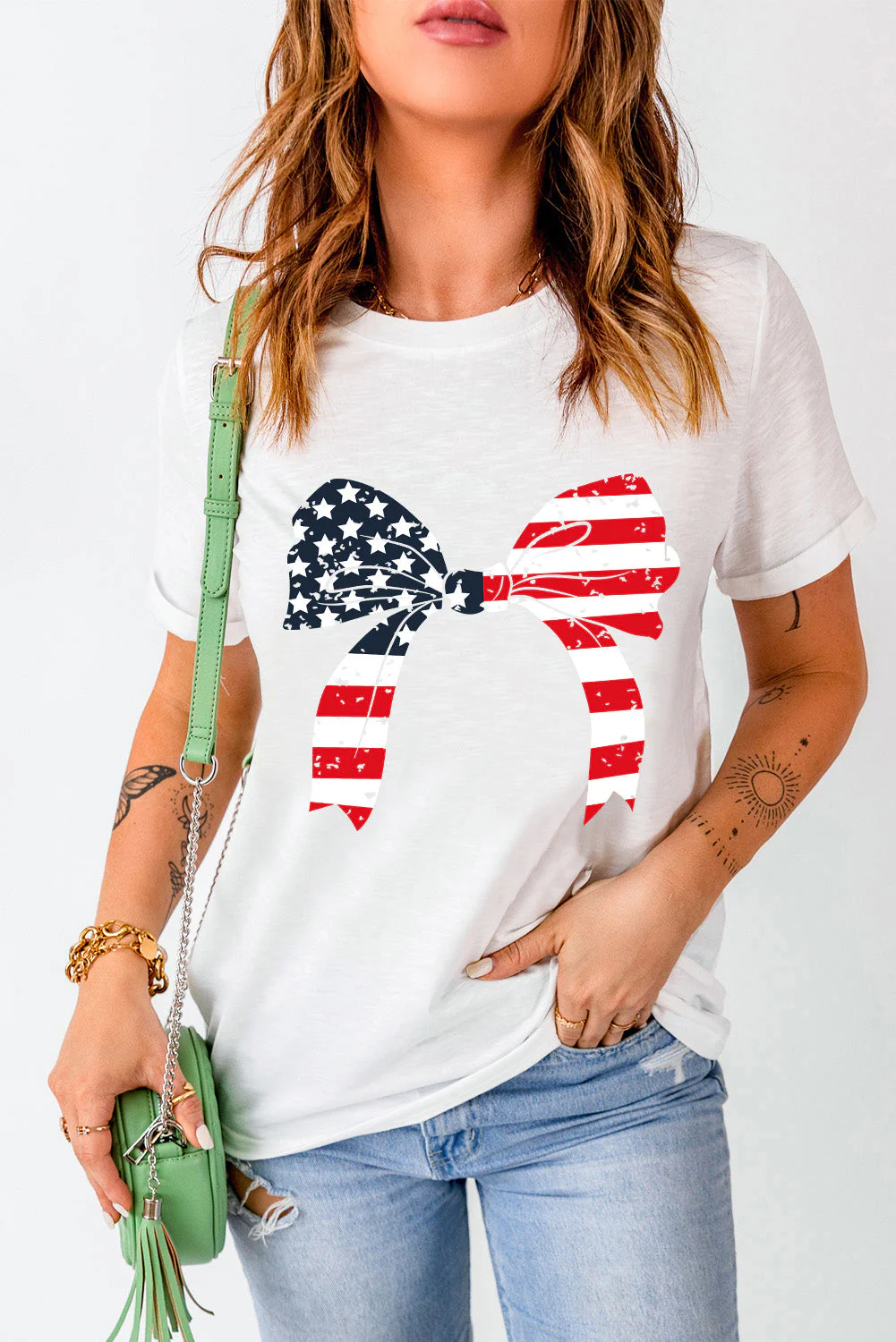 Bow Round Neck Short Sleeve T-Shirt - Image 2