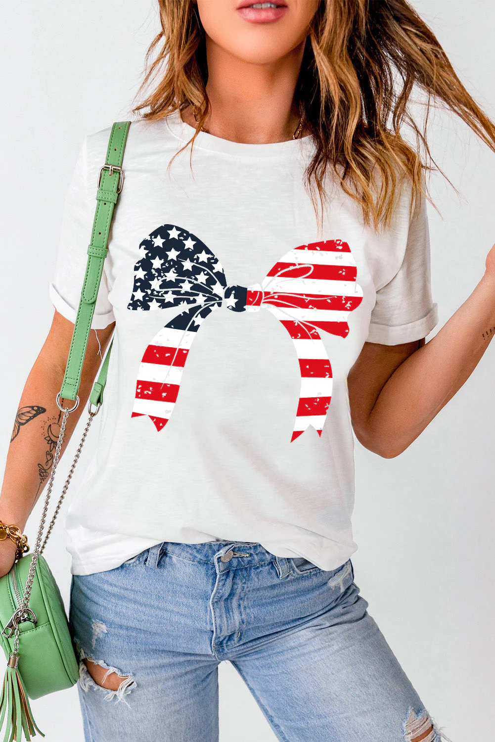 Bow Round Neck Short Sleeve T-Shirt - Image 3