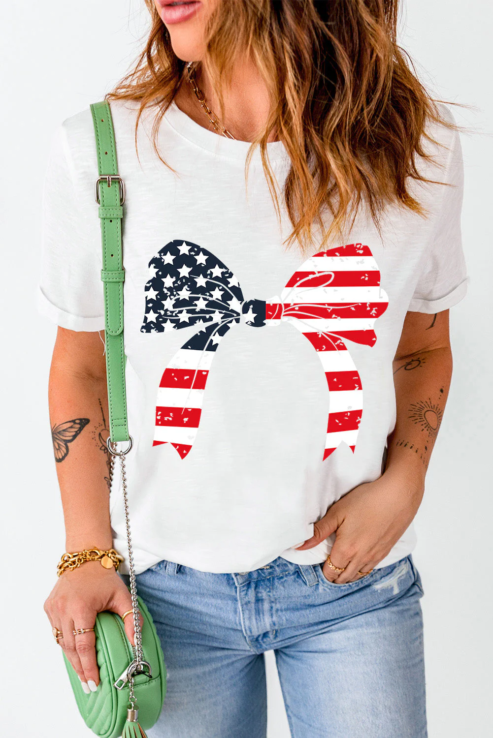 Bow Round Neck Short Sleeve T-Shirt - Image 4