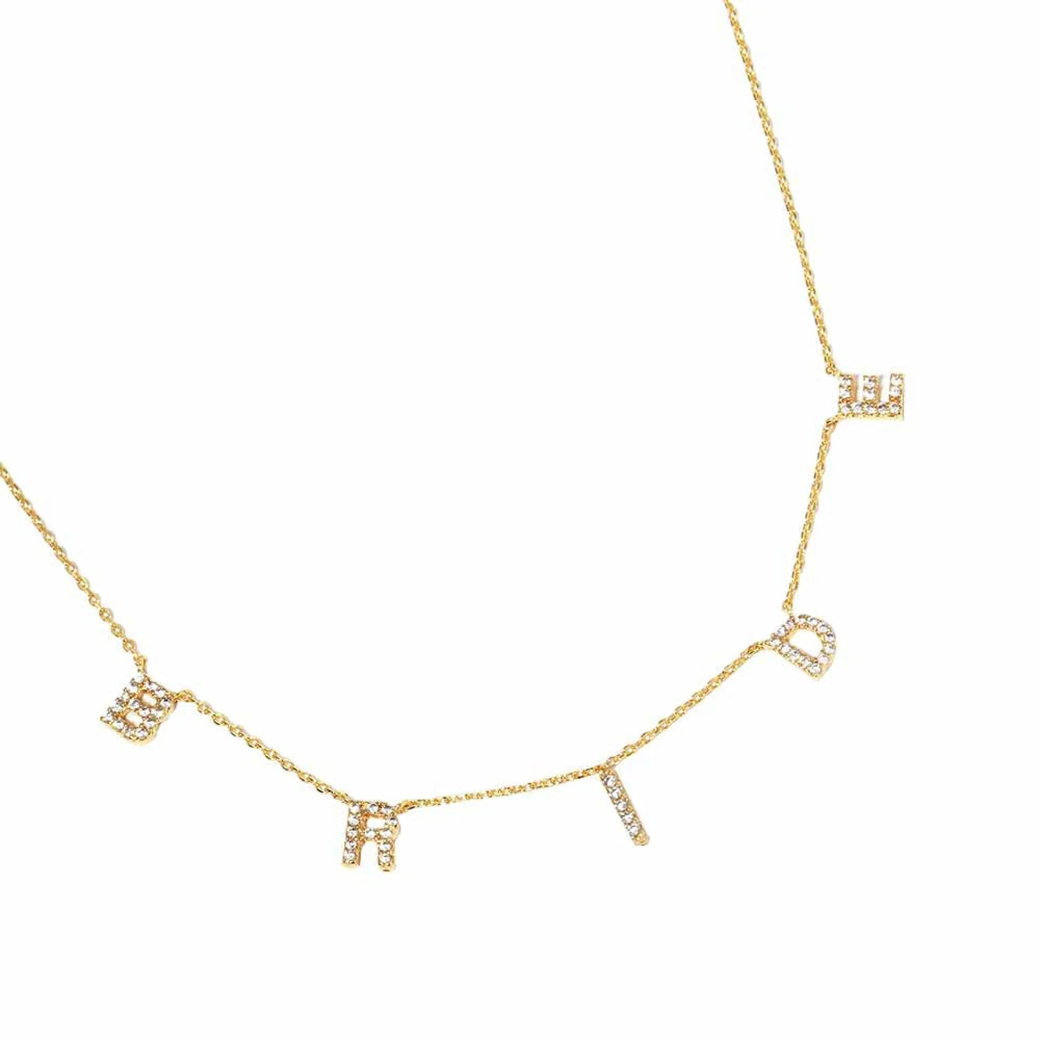 Bride Message Pendant Gold Dipped CZ Necklace by Madeline Love - Image 2
