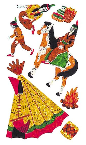 Bulk Roll Prismatic Stickers, American Indian Family (50 Repeats) by Present Paper - Image 2