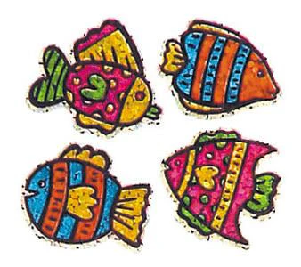 Bulk Roll Prismatic Stickers, Four Mini Tropical Fish (100 Repeats) by Present Paper - Image 2