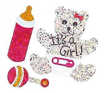 Bulk Roll Prismatic Stickers, It’s A Girl / Teddy (100 Repeats) by Present Paper - Image 2