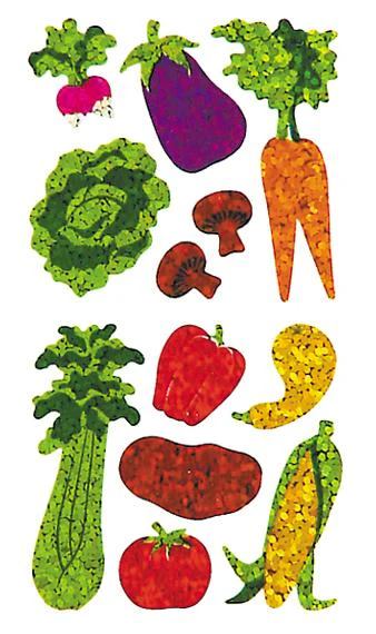 Bulk Roll Prismatic Stickers, Mini Vegetables (50 Repeats) by Present Paper - Image 2