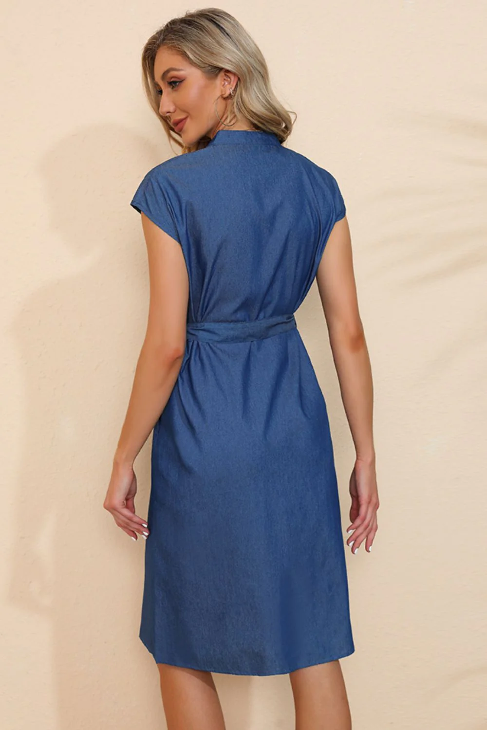 Button Down Belted Denim Dress - Image 2
