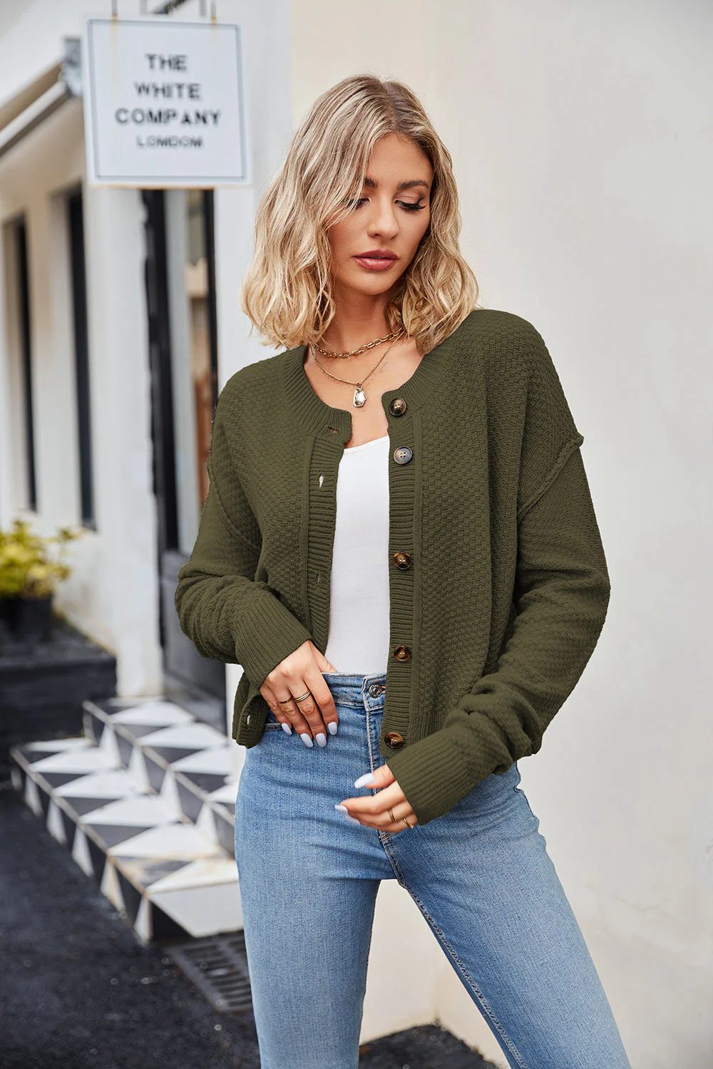 Button Down Exposed Seam Cardigan - Image 14