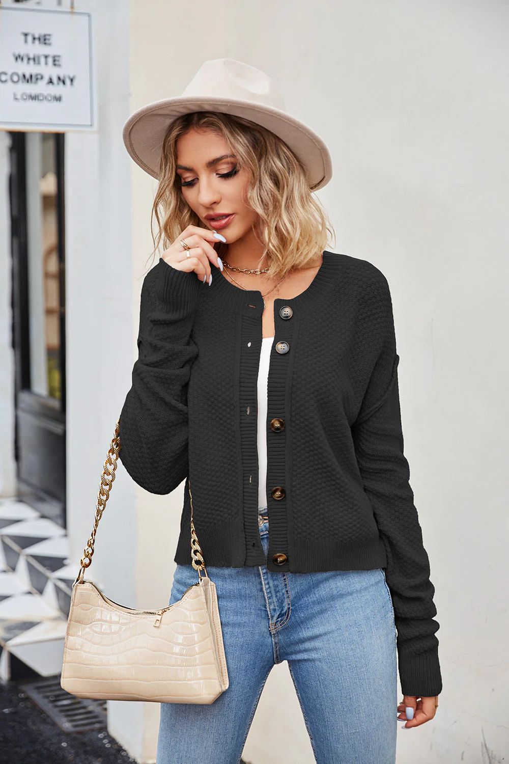 Button Down Exposed Seam Cardigan - Image 7
