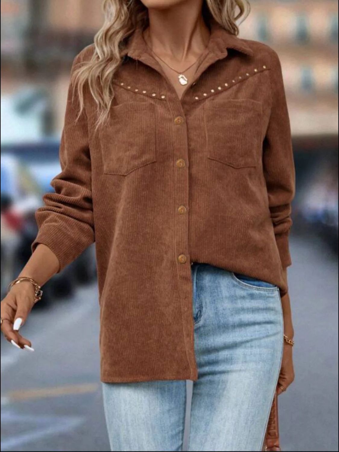 Button Down Long Sleeve Shacket - Image 5