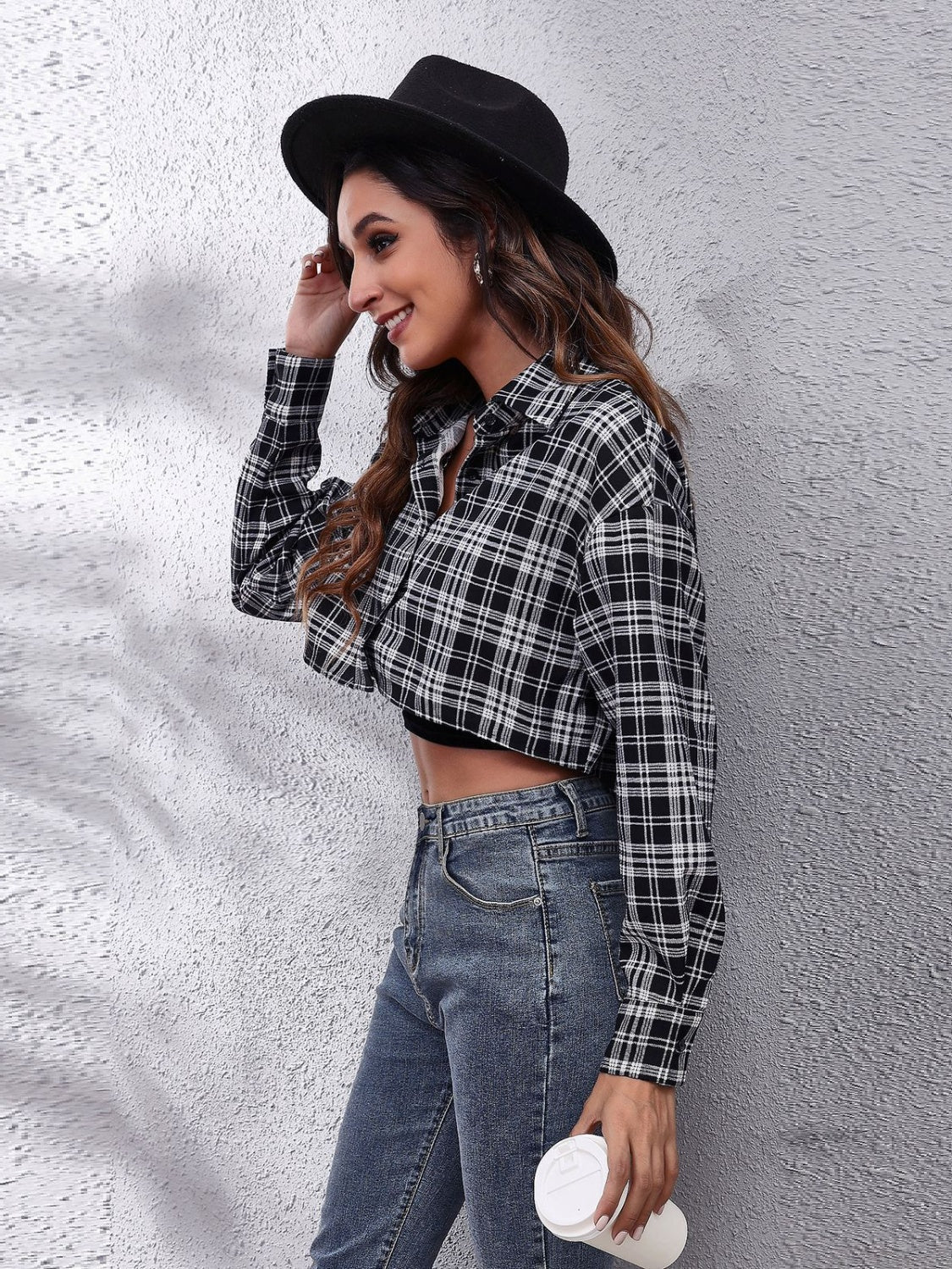 Button Down Printed Cropped Jacket - Image 17