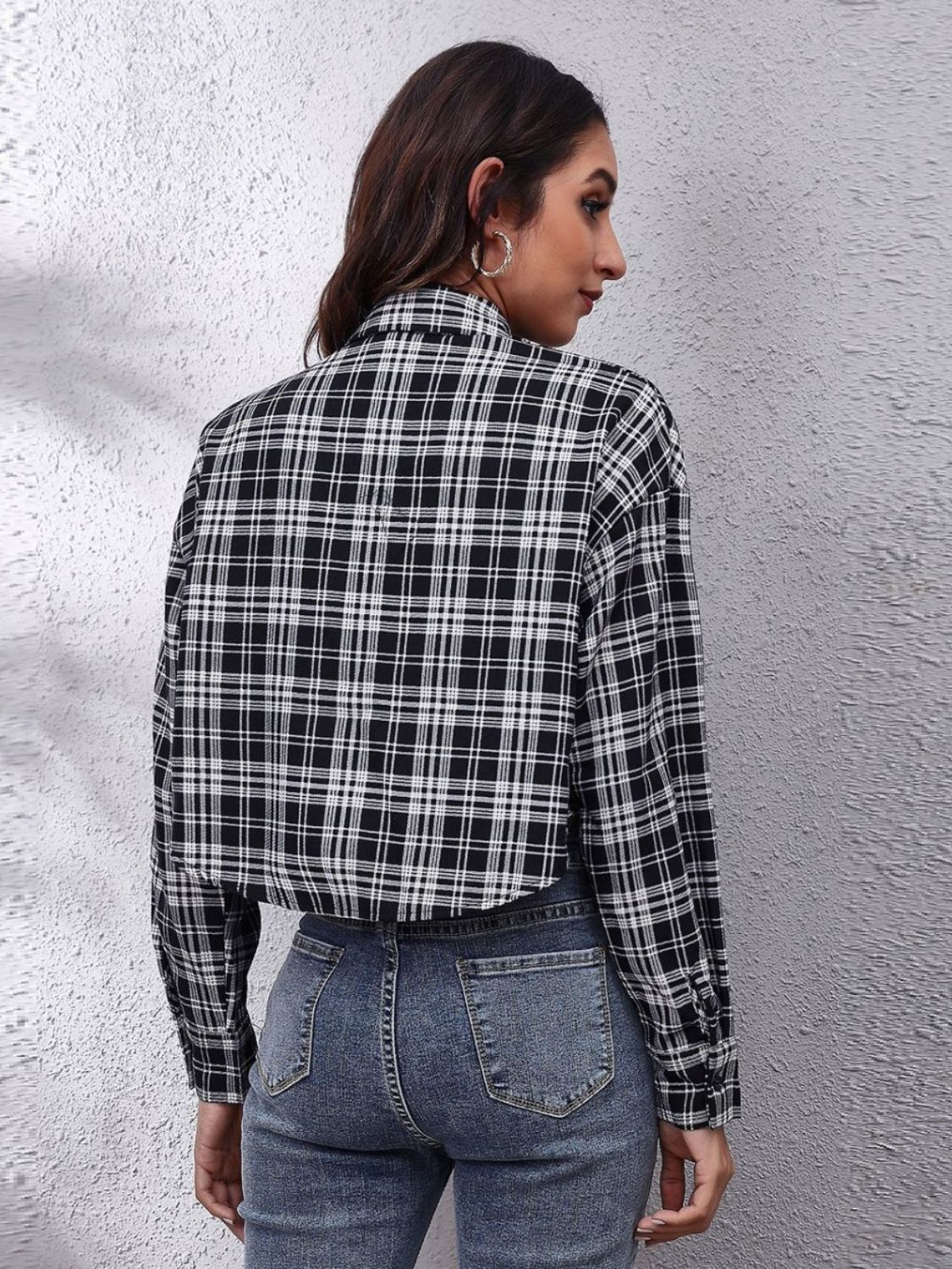 Button Down Printed Cropped Jacket - Image 18
